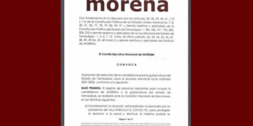 Adelanta MORENA convocatoria para la gubernatura de Tamaulipas
