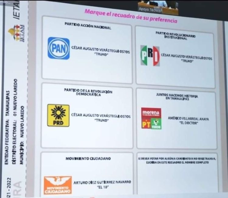 Se filtra fotografía de la boleta electoral para Gobernador en Tamaulipas