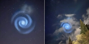 Captan extraña luz en forma de espiral en Nueva Zelanda