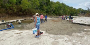Descubren huellas de dinosaurios en un río afectado por la sequía en Texas