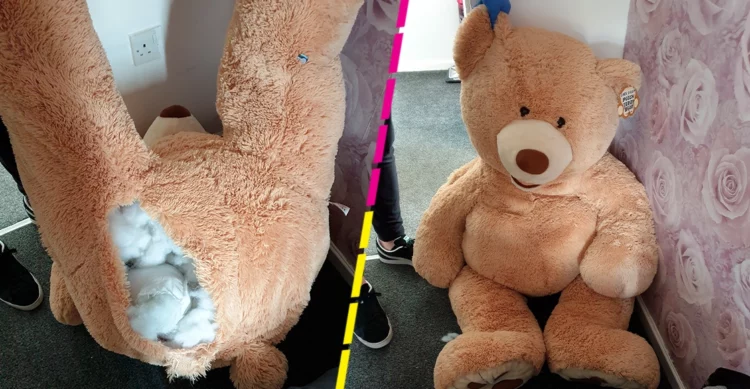 Ladron se oculta en un oso de peluche para huir de la policia