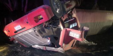 Vuelca camión con kg de plátano y se armó la rapiña