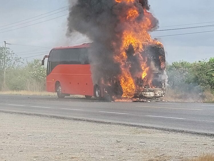 Se incendia autobus en Padilla