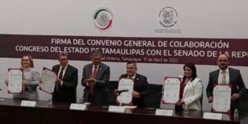 Congreso De Tamaulipas y Senado De La República firman convenio.
