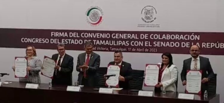 Congreso De Tamaulipas y Senado De La República firman convenio.