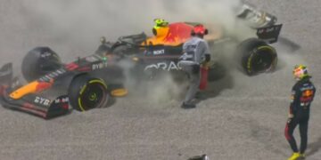 Checo Pérez abandona la Sprint en Qatar tras colisión con Ocón