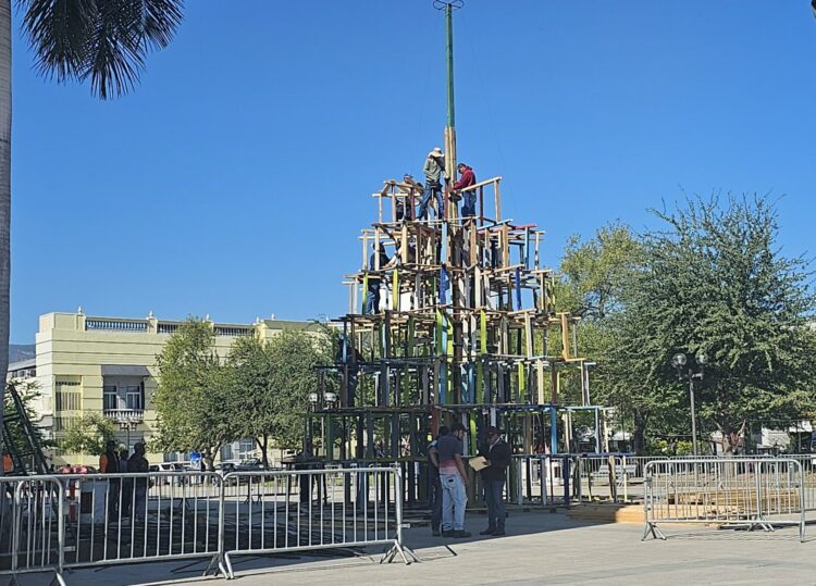 Empiezan a montar el pino navideño en la plaza del 15