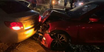 Chocan en la carretera antigua a Mante