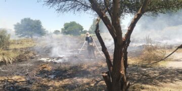 Sofocan incendio de zacatal cerca del Hospital La Salle en Victoria