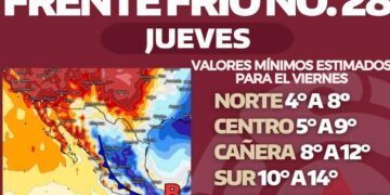 Frente frío 28 provocará temperaturas de un solo dígito en Tamaulipas