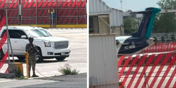 Banxico aterriza avión de valores en AICM con fuerte seguridad